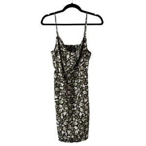 VERO MODA New Cowl Neck Floral Mini Dress Green Black Womens Small Fairy Grunge